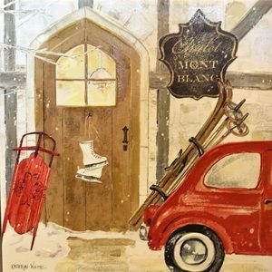 Pair of Winter Ski Themed Canvases!  Gorgeous!